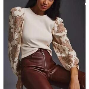 Women’s‎ M Dolan Anthropologie Puff Sleeve Lace Top Romantic Cottagecore